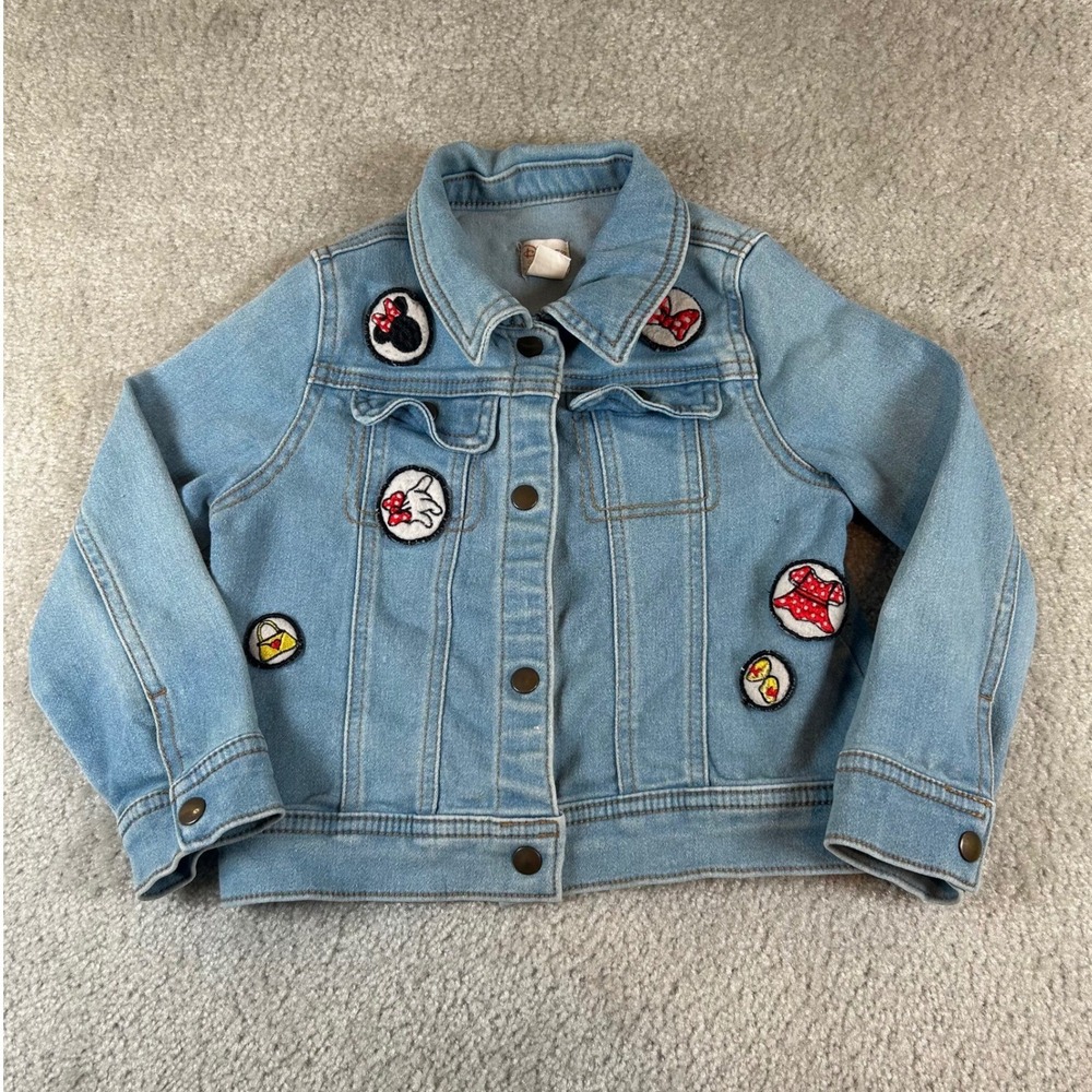 Disney World Denim Jean Jacket Kids 4T Blue Minnie Mouse Patch Trucker TC1890DR